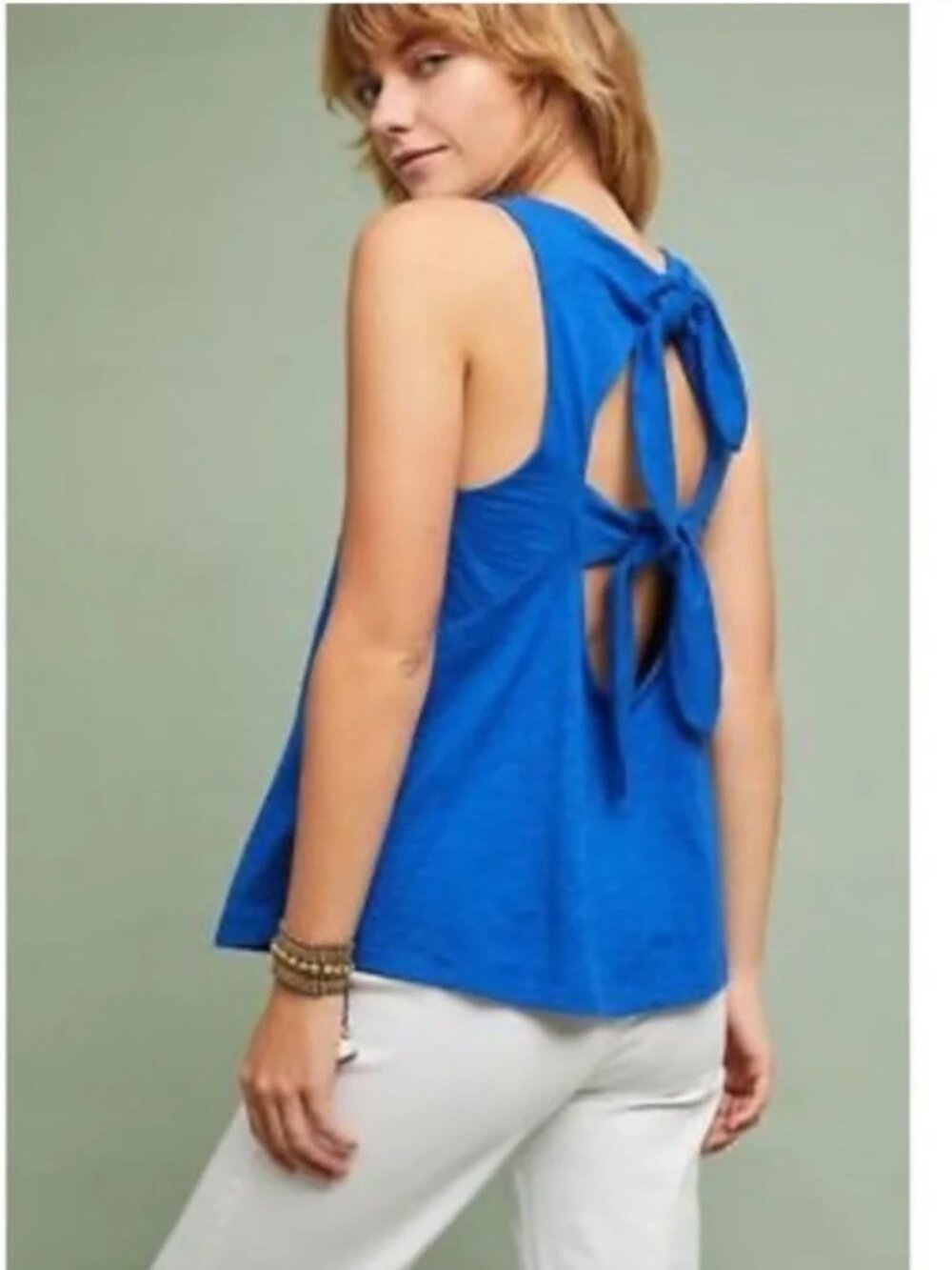 Anthropologie RO&DE Cobalt Blue Bow-Back Sleeveless Tank Size S
